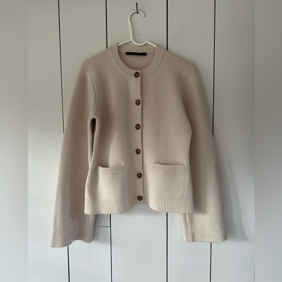Jenni Kayne Cooper Cashmere Cardigan Sz L Ivory Beige - Picture 6 of 15